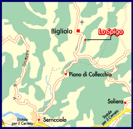 mappa di bigliolo, bede and Breakfast Lo spigo